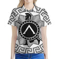 Black And White Spartan Warrior Print Women's Polo Shirt
