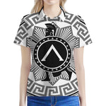 Black And White Spartan Warrior Print Women's Polo Shirt