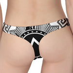 Black And White Spartan Warrior Print Women's Thong