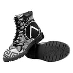 Black And White Spartan Warrior Print Work Boots
