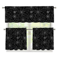 Black And White Spider Web Pattern Print 3 Piece Kitchen Curtains