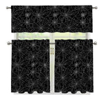 Black And White Spider Web Pattern Print 3 Piece Kitchen Curtains