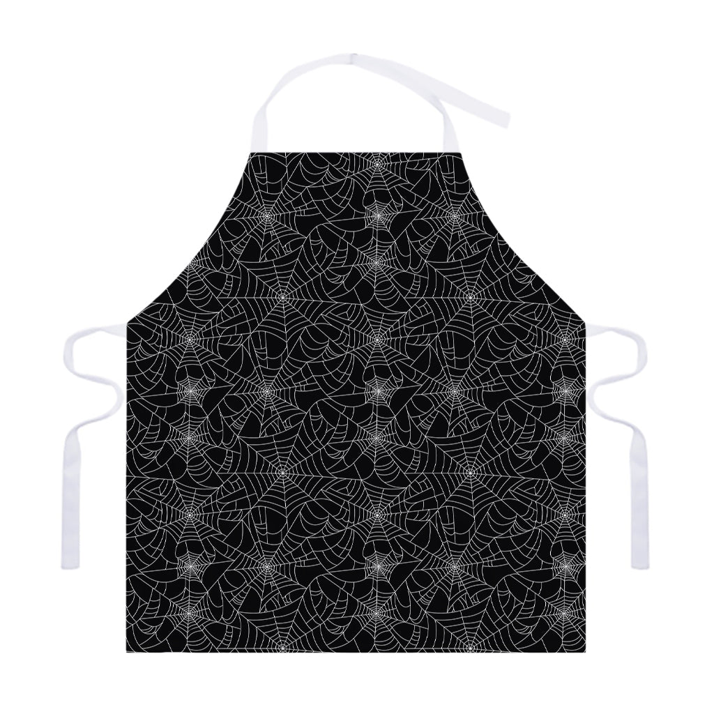 Black And White Spider Web Pattern Print Adjustable Apron