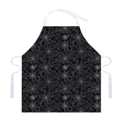 Black And White Spider Web Pattern Print Adjustable Apron