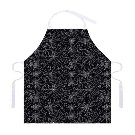 Black And White Spider Web Pattern Print Adjustable Apron