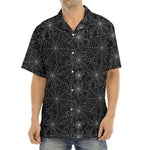 Black And White Spider Web Pattern Print Aloha Shirt