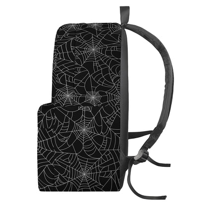 Black And White Spider Web Pattern Print Backpack