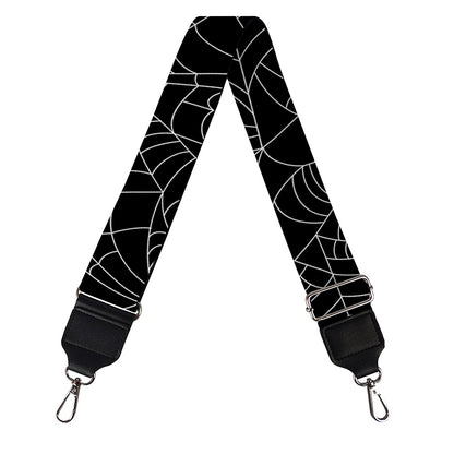 Black And White Spider Web Pattern Print Bag Strap