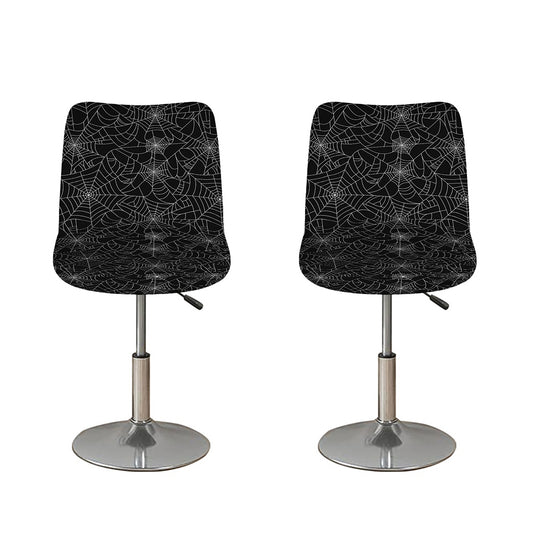 Black And White Spider Web Pattern Print Bar Stool Covers