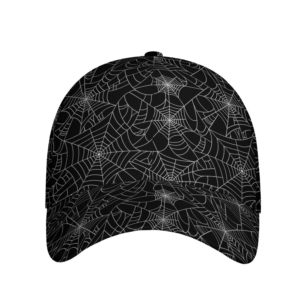 Black And White Spider Web Pattern Print Baseball Cap