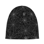 Black And White Spider Web Pattern Print Beanie