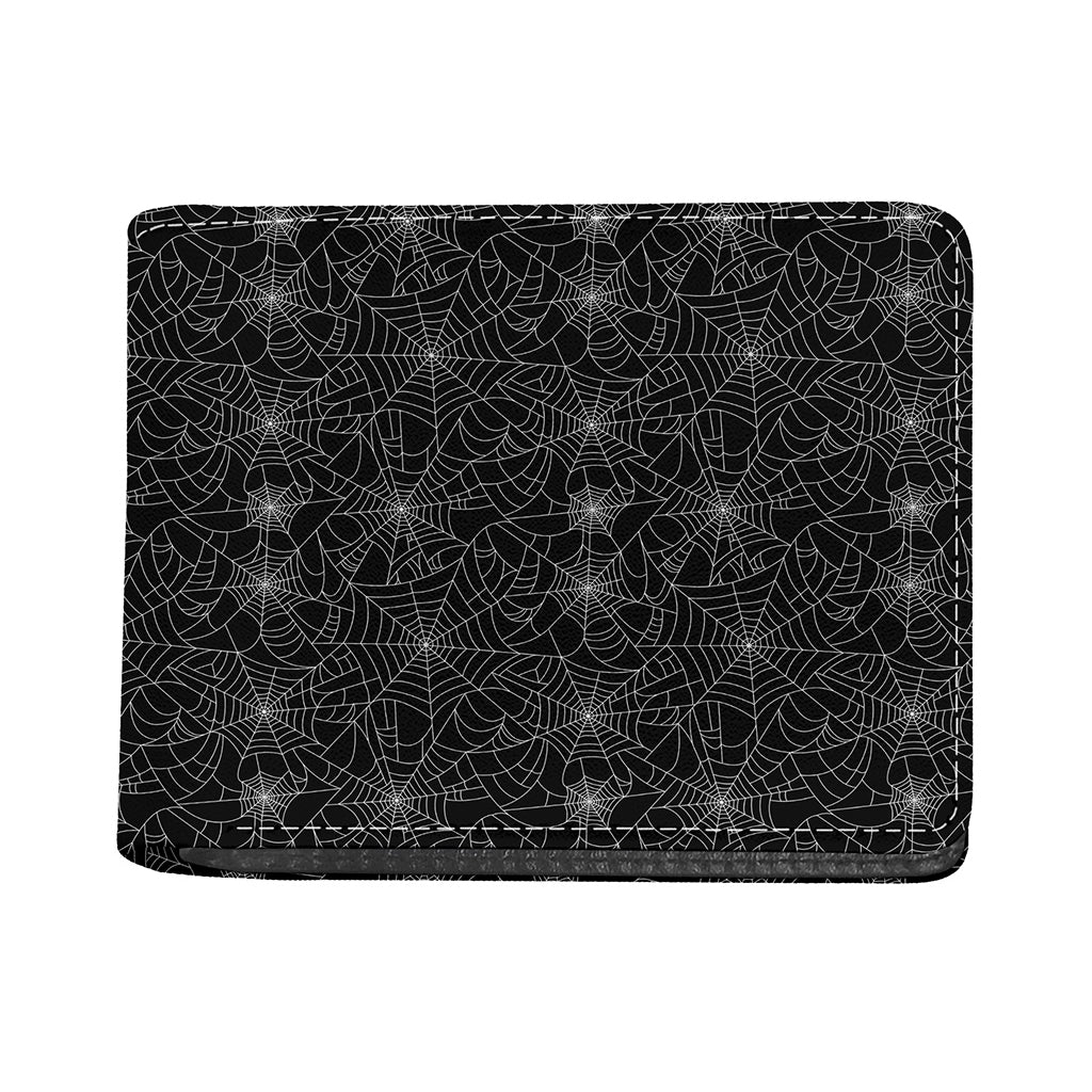 Black And White Spider Web Pattern Print Bifold Wallet