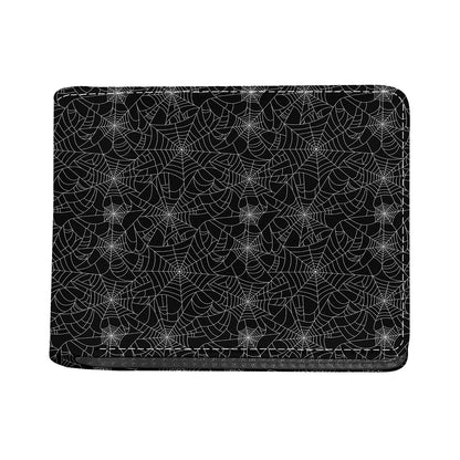 Black And White Spider Web Pattern Print Bifold Wallet