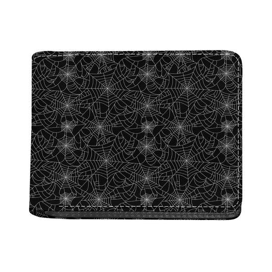 Black And White Spider Web Pattern Print Bifold Wallet