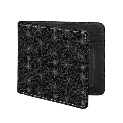 Black And White Spider Web Pattern Print Bifold Wallet