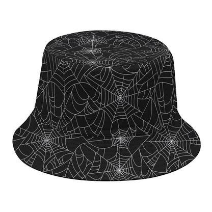 Black And White Spider Web Pattern Print Bucket Hat
