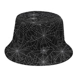 Black And White Spider Web Pattern Print Bucket Hat