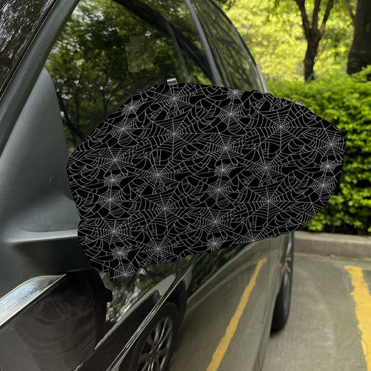Black And White Spider Web Pattern Print Car Side Mirror Covers