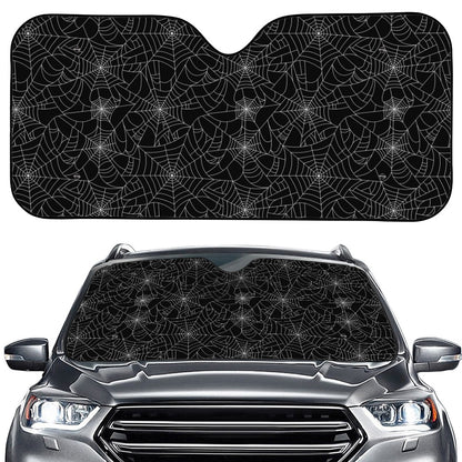 Black And White Spider Web Pattern Print Car Windshield Sun Shade
