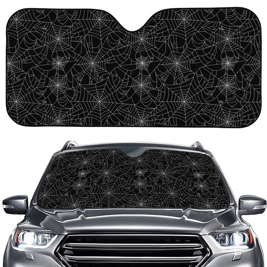 Black And White Spider Web Pattern Print Car Windshield Sun Shade