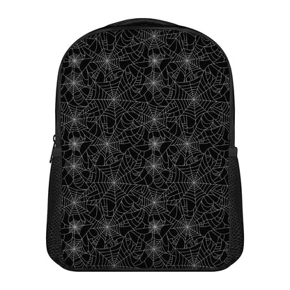 Black And White Spider Web Pattern Print Casual Backpack