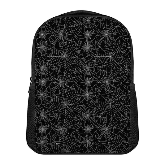 Black And White Spider Web Pattern Print Casual Backpack