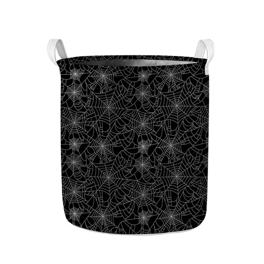 Black And White Spider Web Pattern Print Collapsible Laundry Basket