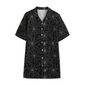 Black And White Spider Web Pattern Print Cotton Hawaiian Shirt