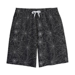 Black And White Spider Web Pattern Print Cotton Shorts
