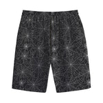 Black And White Spider Web Pattern Print Cotton Shorts