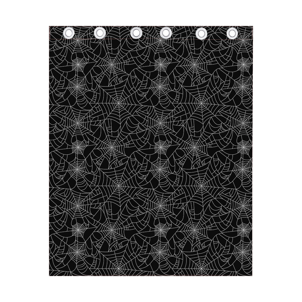 Black And White Spider Web Pattern Print Curtain