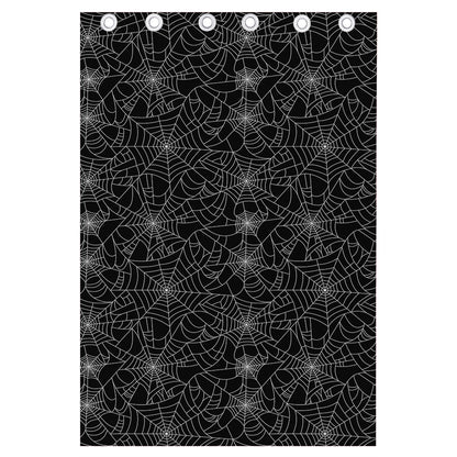 Black And White Spider Web Pattern Print Curtain