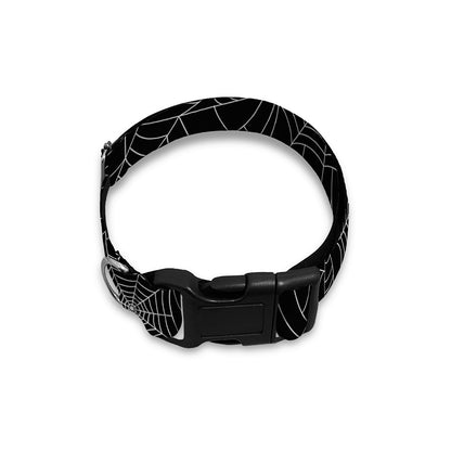 Black And White Spider Web Pattern Print Dog Collar