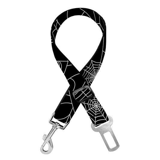 Black And White Spider Web Pattern Print Dog Seat Belt