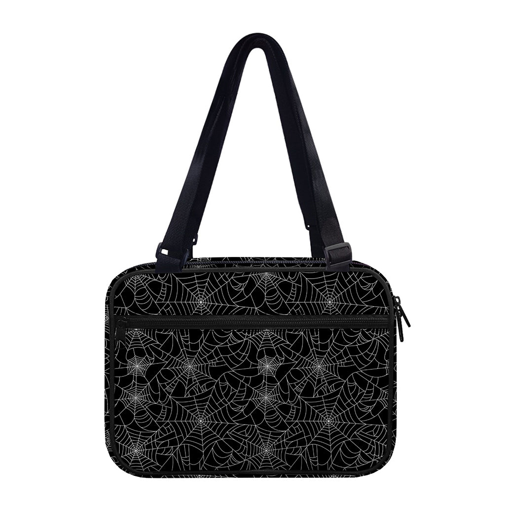Black And White Spider Web Pattern Print Double Strap Bible Bag