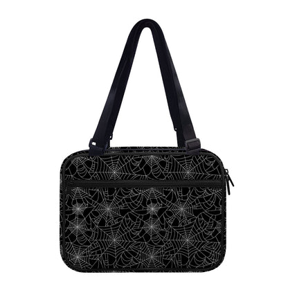 Black And White Spider Web Pattern Print Double Strap Bible Bag