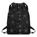 Black And White Spider Web Pattern Print Drawstring Backpack