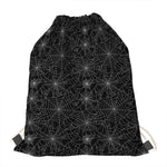 Black And White Spider Web Pattern Print Drawstring Bag