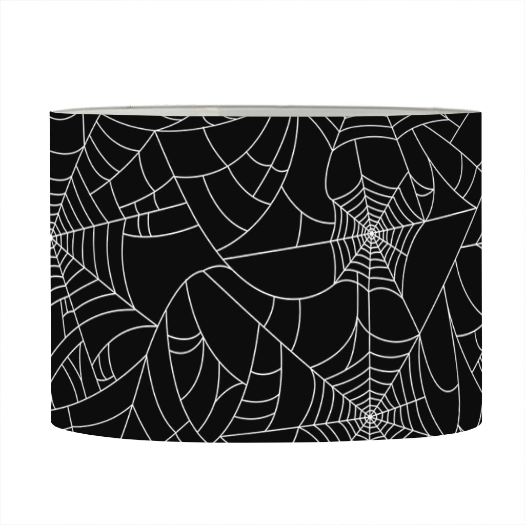 Black And White Spider Web Pattern Print Drum Lamp Shade
