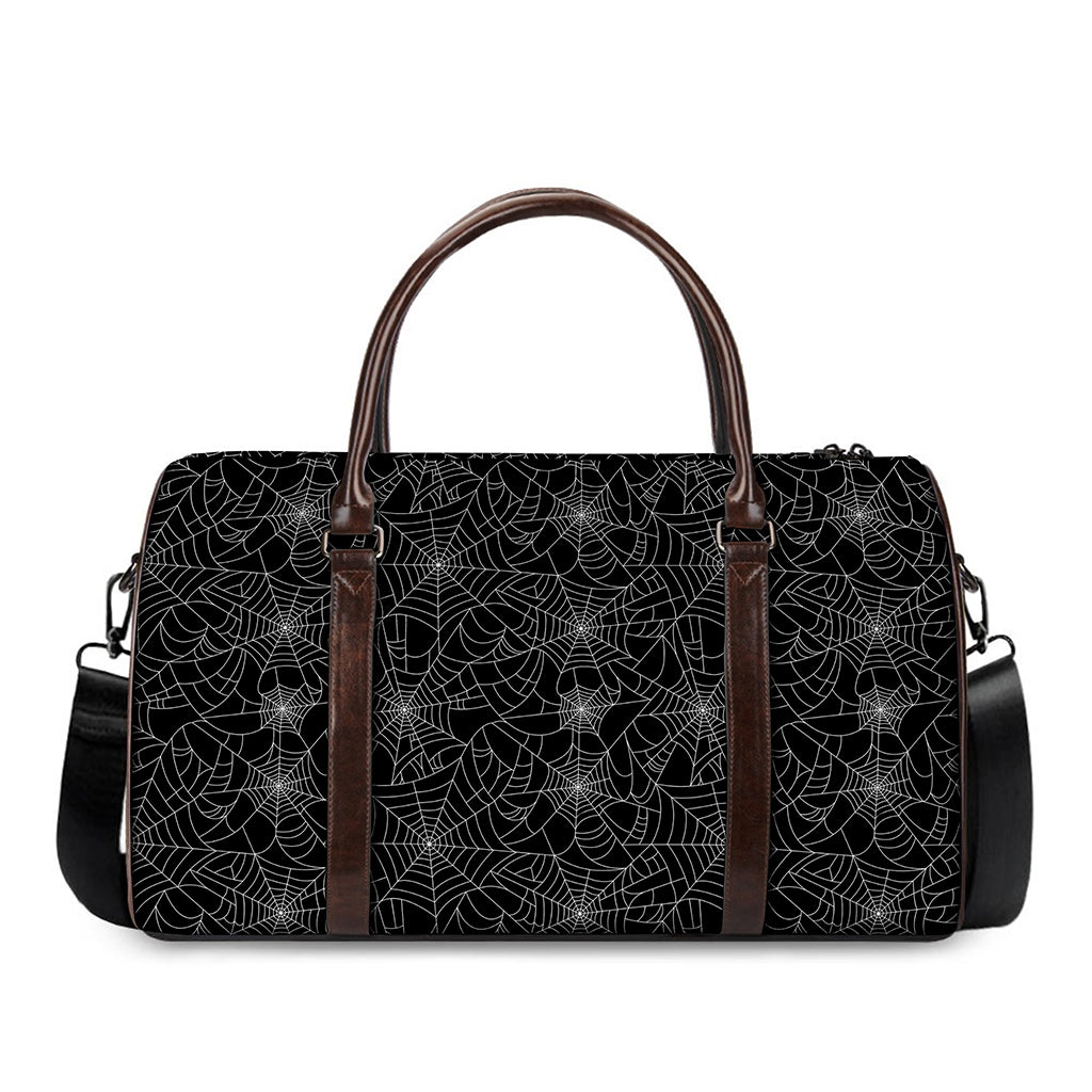 Black And White Spider Web Pattern Print Duffle Bag