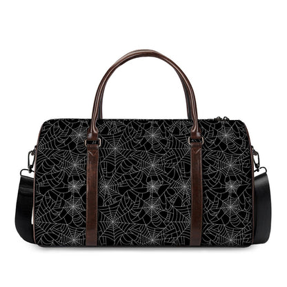 Black And White Spider Web Pattern Print Duffle Bag