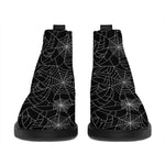 Black And White Spider Web Pattern Print Flat Ankle Boots