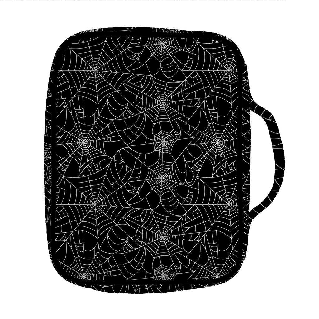 Black And White Spider Web Pattern Print Front Pocket Bible Bag