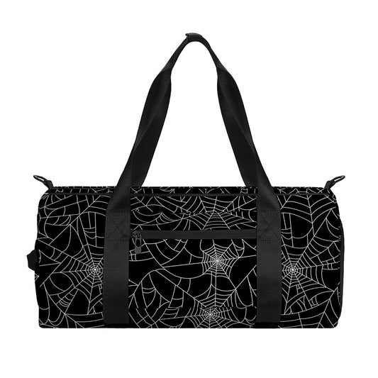 Black And White Spider Web Pattern Print Gym Bag