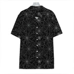 Black And White Spider Web Pattern Print Hawaiian Shirt