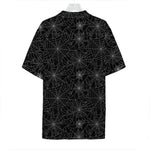 Black And White Spider Web Pattern Print Hawaiian Shirt