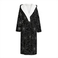 Black And White Spider Web Pattern Print Hooded Bathrobe