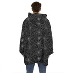 Black And White Spider Web Pattern Print Hoodie Blanket