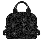 Black And White Spider Web Pattern Print Insulated Lunch Bag