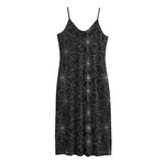 Black And White Spider Web Pattern Print Jersey Midi Cami Dress